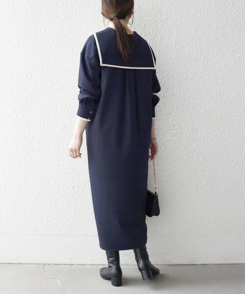 SHIPS / シップス ミニ丈・ひざ丈ワンピース | 《予約》SHIPS any:〈洗濯機可能〉セーラーカラー 配色 ジップ ワンピース | 詳細21