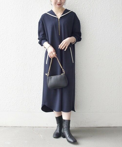 SHIPS / シップス ミニ丈・ひざ丈ワンピース | 《予約》SHIPS any:〈洗濯機可能〉セーラーカラー 配色 ジップ ワンピース | 詳細22