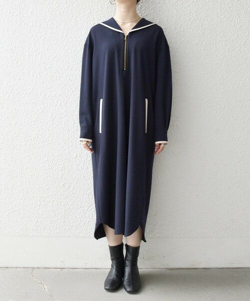 SHIPS / シップス ミニ丈・ひざ丈ワンピース | 《予約》SHIPS any:〈洗濯機可能〉セーラーカラー 配色 ジップ ワンピース | 詳細27