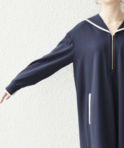 SHIPS / シップス ミニ丈・ひざ丈ワンピース | 《予約》SHIPS any:〈洗濯機可能〉セーラーカラー 配色 ジップ ワンピース | 詳細30