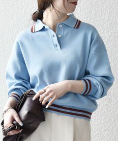 SHIPS / シップス ニット・セーター | 《予約》SHIPS any:〈手洗い可能〉コットン ミックス ライン ポロニット プルオーバー