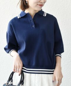 SHIPS / シップス ニット・セーター | 《予約》SHIPS any:〈手洗い可能〉コットン ミックス ライン ポロニット プルオーバー