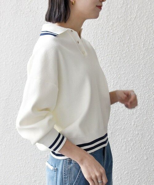SHIPS / シップス ニット・セーター | 《予約》SHIPS any:〈手洗い可能〉コットン ミックス ライン ポロニット プルオーバー | 詳細4