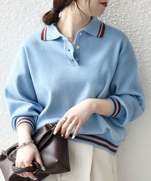 SHIPS / シップス ニット・セーター | 《予約》SHIPS any:〈手洗い可能〉コットン ミックス ライン ポロニット プルオーバー | 詳細12