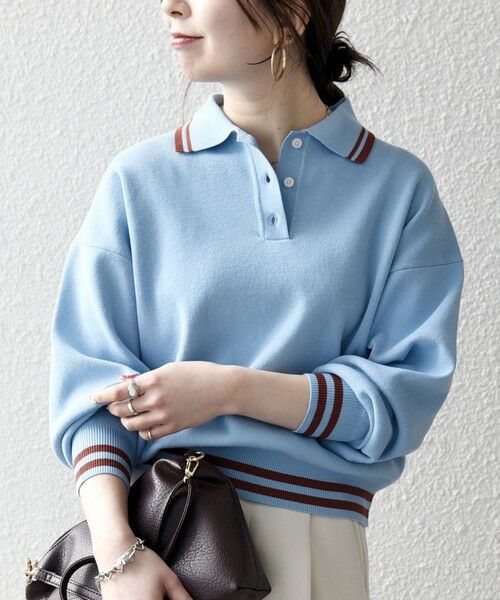 SHIPS / シップス ニット・セーター | 《予約》SHIPS any:〈手洗い可能〉コットン ミックス ライン ポロニット プルオーバー | 詳細13