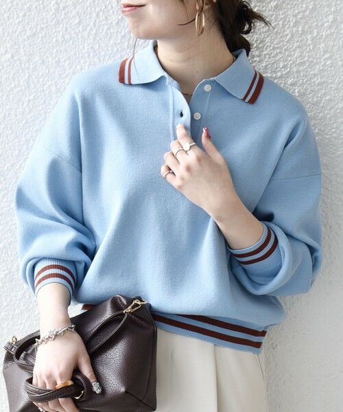 SHIPS / シップス ニット・セーター | 《予約》SHIPS any:〈手洗い可能〉コットン ミックス ライン ポロニット プルオーバー | 詳細17