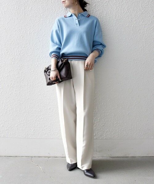 SHIPS / シップス ニット・セーター | 《予約》SHIPS any:〈手洗い可能〉コットン ミックス ライン ポロニット プルオーバー | 詳細10