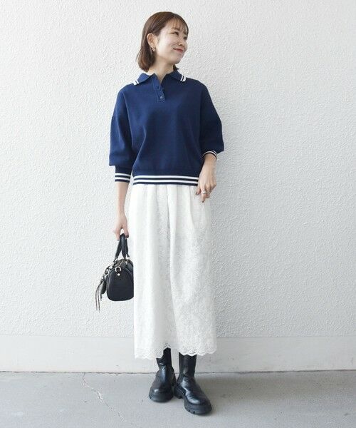 SHIPS / シップス ニット・セーター | 《予約》SHIPS any:〈手洗い可能〉コットン ミックス ライン ポロニット プルオーバー | 詳細24