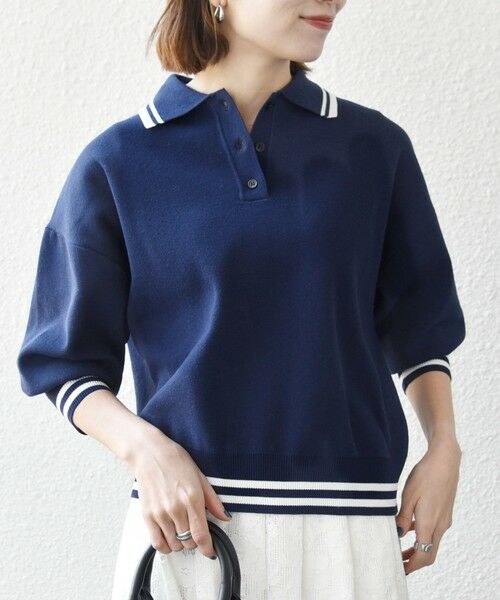 SHIPS / シップス ニット・セーター | 《予約》SHIPS any:〈手洗い可能〉コットン ミックス ライン ポロニット プルオーバー | 詳細27