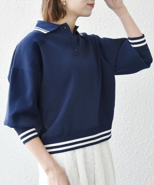 SHIPS / シップス ニット・セーター | 《予約》SHIPS any:〈手洗い可能〉コットン ミックス ライン ポロニット プルオーバー | 詳細28