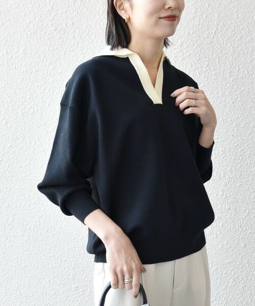 SHIPS / シップス ニット・セーター | 《予約》SHIPS any:〈手洗い可能〉バイカラー スキッパー ニット プルオーバー | 詳細11