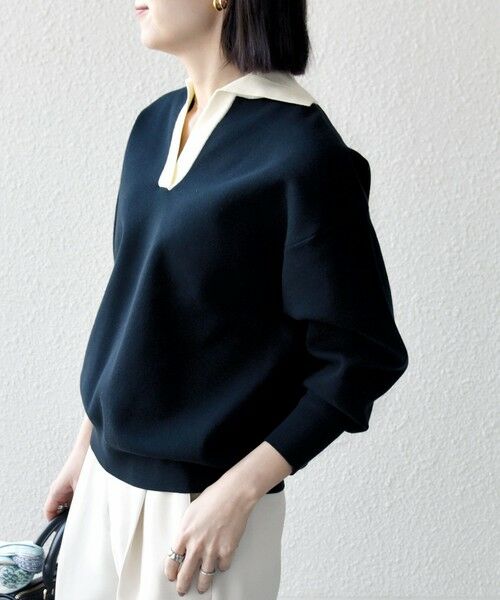 SHIPS / シップス ニット・セーター | 《予約》SHIPS any:〈手洗い可能〉バイカラー スキッパー ニット プルオーバー | 詳細13