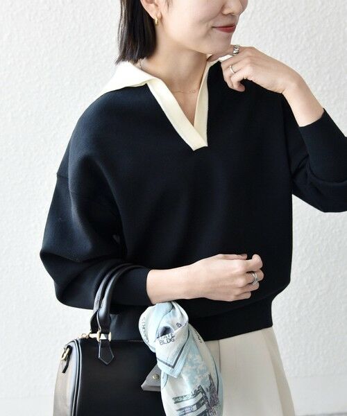 SHIPS / シップス ニット・セーター | 《予約》SHIPS any:〈手洗い可能〉バイカラー スキッパー ニット プルオーバー | 詳細14