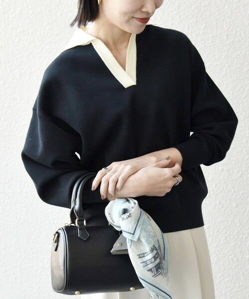 SHIPS / シップス ニット・セーター | 《予約》SHIPS any:〈手洗い可能〉バイカラー スキッパー ニット プルオーバー | 詳細15