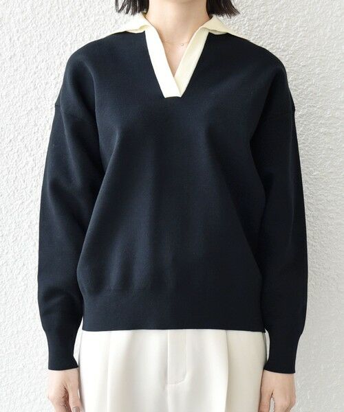 SHIPS / シップス ニット・セーター | SHIPS any:〈手洗い可能〉バイカラー スキッパー ニット プルオーバー | 詳細25