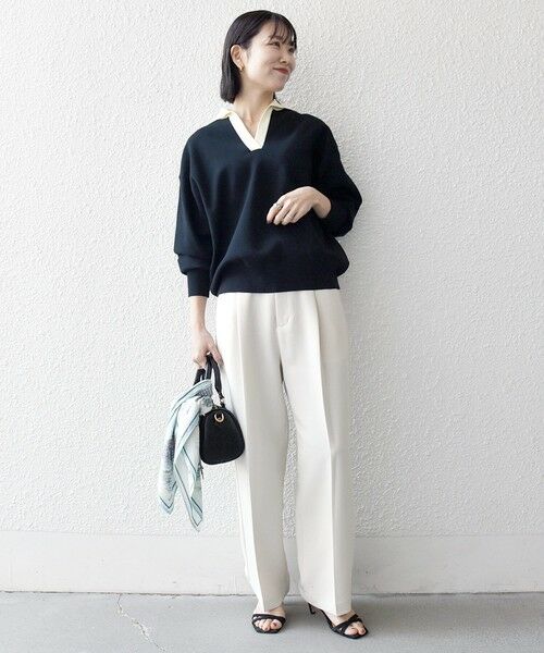 SHIPS / シップス ニット・セーター | 《予約》SHIPS any:〈手洗い可能〉バイカラー スキッパー ニット プルオーバー | 詳細8