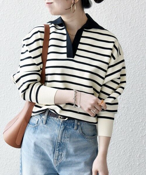 SHIPS / シップス ニット・セーター | 《予約》SHIPS any:〈手洗い可能〉バイカラー スキッパー ニット プルオーバー | 詳細29