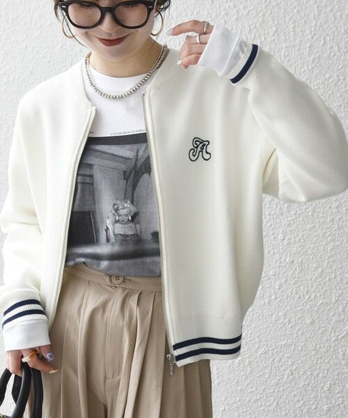 SHIPS / シップス カーディガン・ボレロ | 《予約》SHIPS any:〈手洗い可能〉コットン ミックス ライン ジップ ブルゾン ニット カーディガン | 詳細7