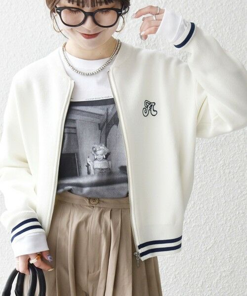 SHIPS / シップス カーディガン・ボレロ | 《予約》SHIPS any:〈手洗い可能〉コットン ミックス ライン ジップ ブルゾン ニット カーディガン（オフホワイト）