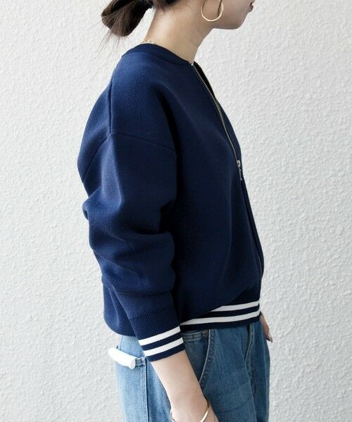 SHIPS / シップス カーディガン・ボレロ | 《予約》SHIPS any:〈手洗い可能〉コットン ミックス ライン ジップ ブルゾン ニット カーディガン | 詳細13