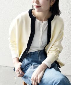 SHIPS / シップス カーディガン・ボレロ | 《予約》SHIPS any:〈手洗い可能〉バイカラー スキッパー ニット カーディガン