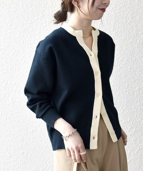 SHIPS / シップス カーディガン・ボレロ | 《予約》SHIPS any:〈手洗い可能〉バイカラー スキッパー ニット カーディガン | 詳細10