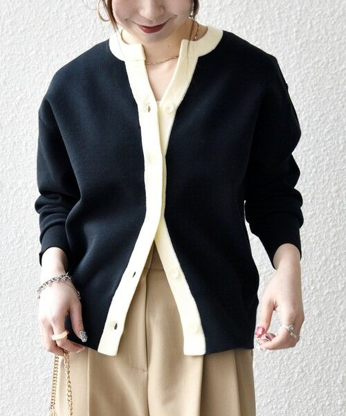 SHIPS / シップス カーディガン・ボレロ | 《予約》SHIPS any:〈手洗い可能〉バイカラー スキッパー ニット カーディガン | 詳細13