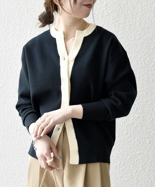 SHIPS / シップス カーディガン・ボレロ | 《予約》SHIPS any:〈手洗い可能〉バイカラー スキッパー ニット カーディガン | 詳細9