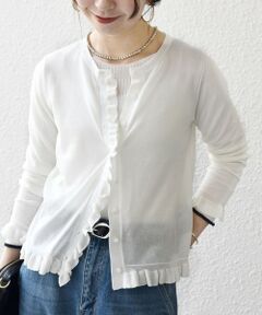 SHIPS / シップス カーディガン・ボレロ | 《予約》SHIPS any:〈手洗い可能〉コットン ミックス シアー フリル カーディガン