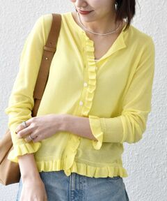 SHIPS / シップス カーディガン・ボレロ | 《予約》SHIPS any:〈手洗い可能〉コットン ミックス シアー フリル カーディガン