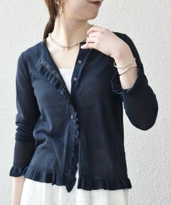 SHIPS / シップス カーディガン・ボレロ | 《予約》SHIPS any:〈手洗い可能〉コットン ミックス シアー フリル カーディガン