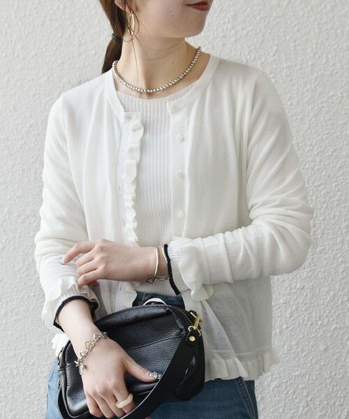 SHIPS / シップス カーディガン・ボレロ | 《予約》SHIPS any:〈手洗い可能〉コットン ミックス シアー フリル カーディガン | 詳細10