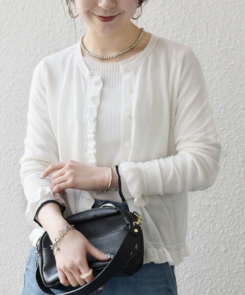 SHIPS / シップス カーディガン・ボレロ | 《予約》SHIPS any:〈手洗い可能〉コットン ミックス シアー フリル カーディガン | 詳細3