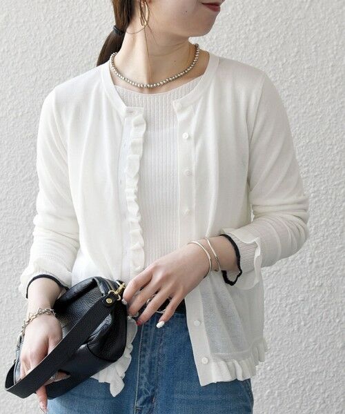 SHIPS / シップス カーディガン・ボレロ | 《予約》SHIPS any:〈手洗い可能〉コットン ミックス シアー フリル カーディガン | 詳細5