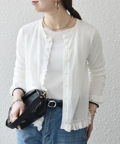 SHIPS / シップス カーディガン・ボレロ | 《予約》SHIPS any:〈手洗い可能〉コットン ミックス シアー フリル カーディガン | 詳細9