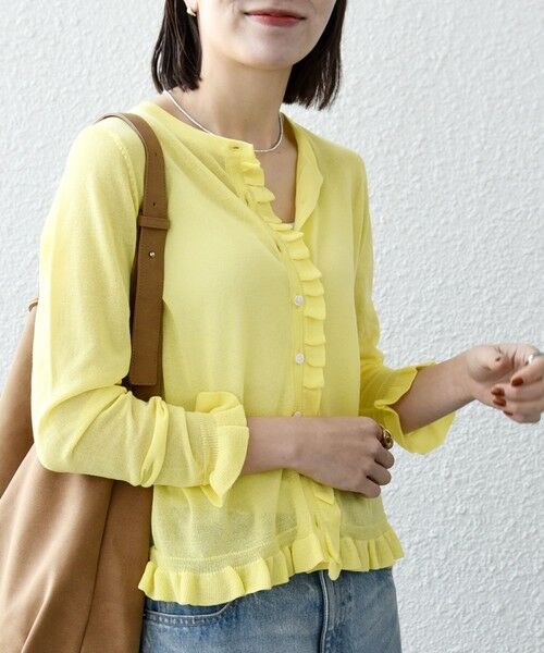 SHIPS / シップス カーディガン・ボレロ | 《予約》SHIPS any:〈手洗い可能〉コットン ミックス シアー フリル カーディガン | 詳細14