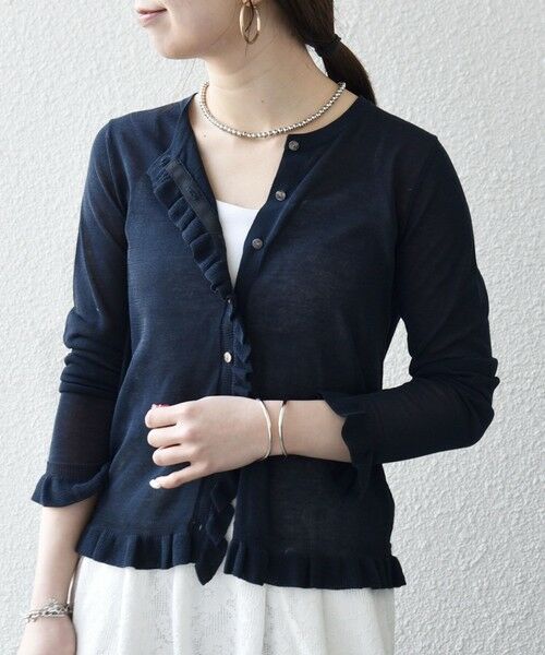 SHIPS / シップス カーディガン・ボレロ | 《予約》SHIPS any:〈手洗い可能〉コットン ミックス シアー フリル カーディガン | 詳細23