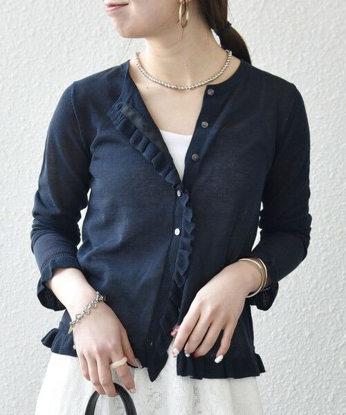 SHIPS / シップス カーディガン・ボレロ | 《予約》SHIPS any:〈手洗い可能〉コットン ミックス シアー フリル カーディガン | 詳細27