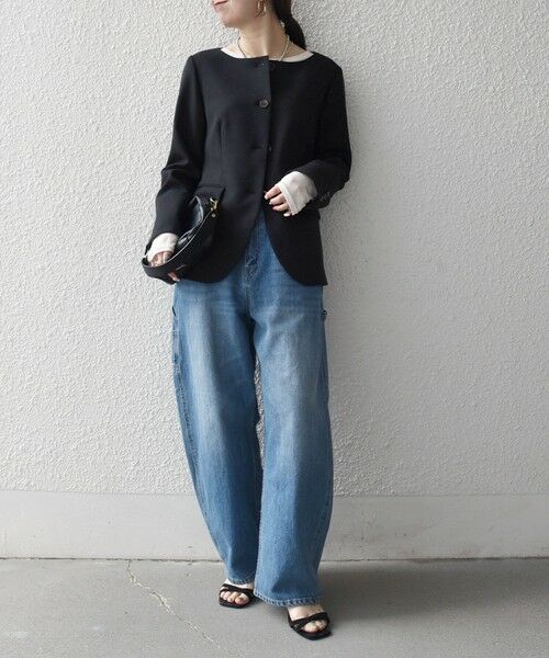 SHIPS / シップス ノーカラージャケット | 《予約》SHIPS any:〈洗濯機可能〉シャーク ノーカラー ジャケット | 詳細1