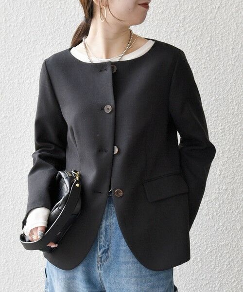 SHIPS / シップス ノーカラージャケット | 《予約》SHIPS any:〈洗濯機可能〉シャーク ノーカラー ジャケット | 詳細5