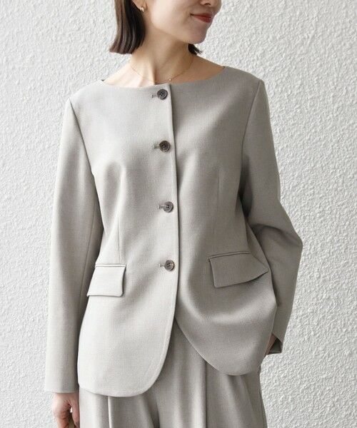 SHIPS / シップス ノーカラージャケット | 《予約》SHIPS any:〈洗濯機可能〉シャーク ノーカラー ジャケット | 詳細15