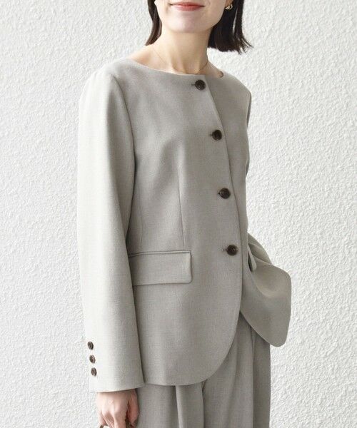 SHIPS / シップス ノーカラージャケット | 《予約》SHIPS any:〈洗濯機可能〉シャーク ノーカラー ジャケット | 詳細17