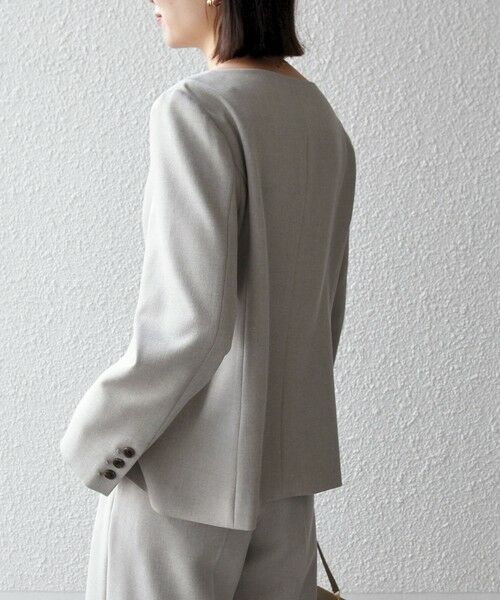 SHIPS / シップス ノーカラージャケット | 《予約》SHIPS any:〈洗濯機可能〉シャーク ノーカラー ジャケット | 詳細20