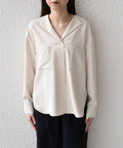 SHIPS / シップス シャツ・ブラウス | SHIPS Colors:〈洗濯機可能〉ジョーゼット Vネック ラペル ブラウス | 詳細3