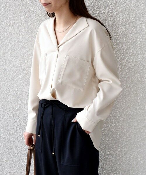 SHIPS / シップス シャツ・ブラウス | SHIPS Colors:〈洗濯機可能〉ジョーゼット Vネック ラペル ブラウス | 詳細9