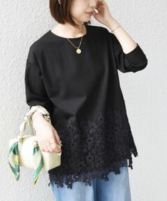SHIPS / シップス カットソー（半袖以外） | 《追加・新色予約》【WEB限定】SHIPS Colors:ポンチ レース コンビ トップス（無地）◆
