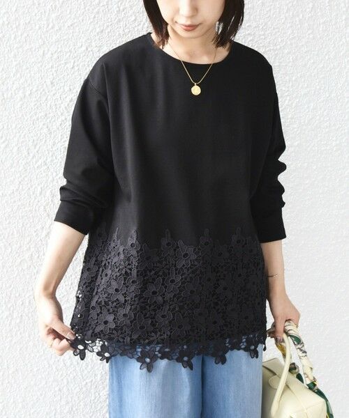 SHIPS / シップス カットソー（半袖以外） | 《追加・新色予約》【WEB限定】SHIPS Colors:ポンチ レース コンビ トップス（無地）◆ | 詳細17