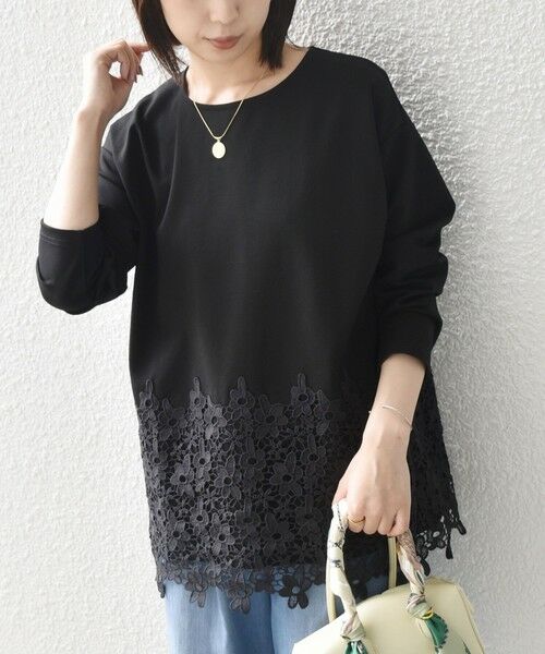 SHIPS / シップス カットソー（半袖以外） | 《追加・新色予約》【WEB限定】SHIPS Colors:ポンチ レース コンビ トップス（無地）◆ | 詳細18