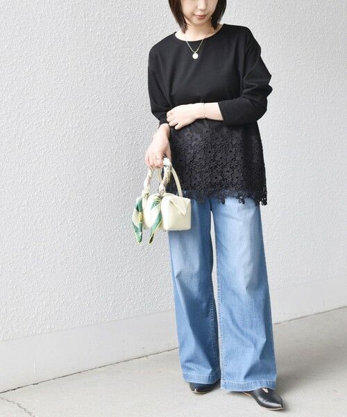 SHIPS / シップス カットソー（半袖以外） | 《追加・新色予約》【WEB限定】SHIPS Colors:ポンチ レース コンビ トップス（無地）◆ | 詳細19