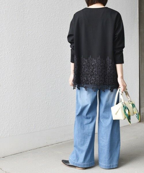 SHIPS / シップス カットソー（半袖以外） | 《追加・新色予約》【WEB限定】SHIPS Colors:ポンチ レース コンビ トップス（無地）◆ | 詳細20